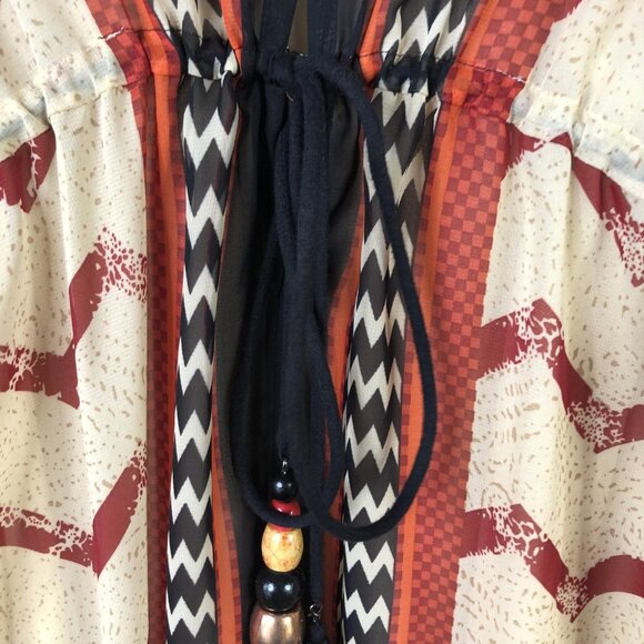 Soft Surroundings Dress Womens XS Multicolor Chevron Kaftan Maxi Boho Beaded - Picture 15 of 16